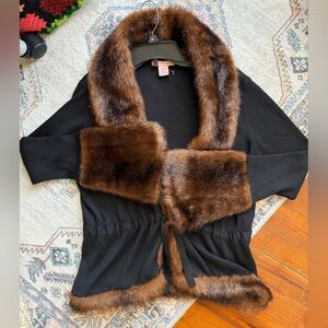 VTG Tina Hagen Silk/Faux Fur black blazer / womens large